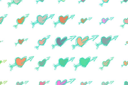 Conceptual background, hand drawn, love for valentine day for design catalog or texture. Vector artwork.のイラスト素材