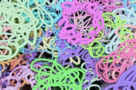 Geometric lines, messy colorful curve. For illustrations design, texture or background. 3D render.の写真素材