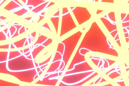 Geometric lines, neon grow lights. For graphic design, catalog, texture or background. 3D render.