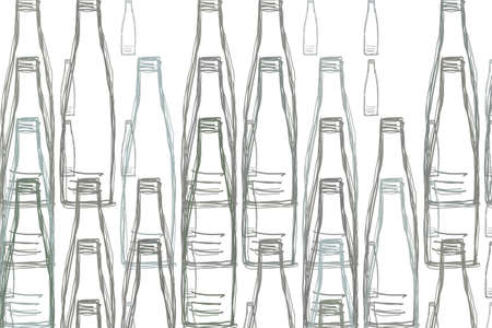 Illustrations of bottle, hand drawn. For web page, wallpaper, graphic design, catalog, texture or background. Vector artwork.のイラスト素材
