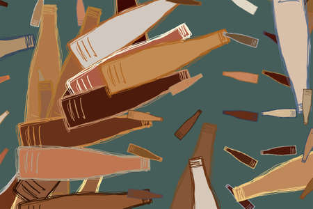 Abstract background with bottle, hand drawn. Vector artwork.のイラスト素材