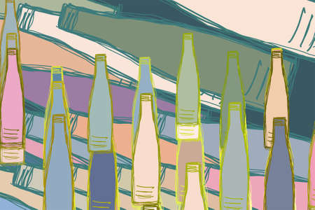 Abstract conceptual hand drawn bottle. For web page, graphic design, catalog, texture or background. Vector artwork.のイラスト素材