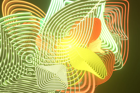 Circle lines, twirl. For illustrations design, texture or background. 3D render.