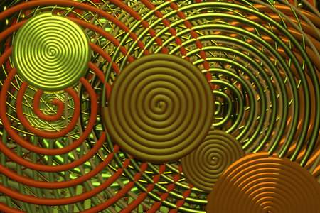 Abstract circle lines twirl, for web page, graphic design, texture, background. 3D render.