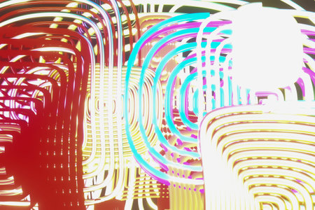 Circle lines, twirl. For illustrations design, texture or background. 3D render.