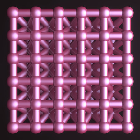 Inter-locked sphere, molecule style. For graphic design, catalog, texture or background. 3D render.