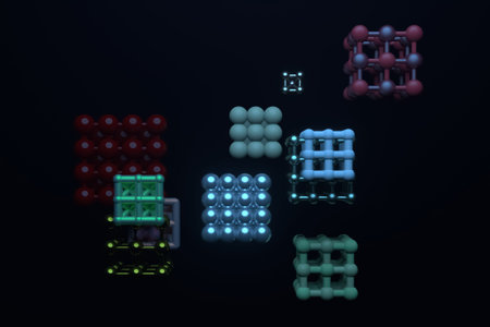 Inter-locked sphere, molecule style. For illustrations design, texture or background. 3D render.