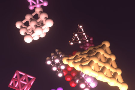 Abstract inter-locked sphere molecule style, for web page, graphic design, texture, background. 3D...