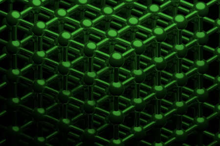 Molecule style inter-locked sphere, for design texture or title background. 3D render.の写真素材