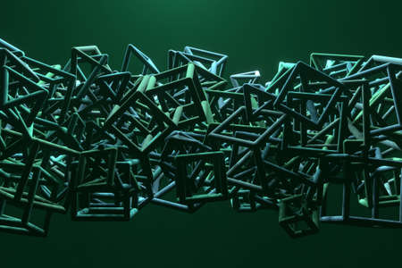 Inter-locked square, flying box. For graphic design, catalog, texture or background. 3D render.の写真素材