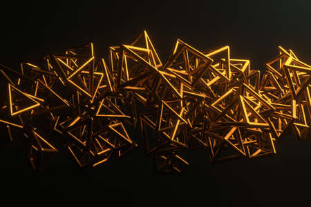 Background abstract, flying box inter-locked square, for design & graphic resource. 3D render.の写真素材