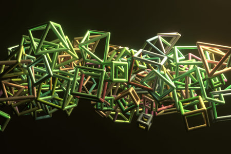 Abstract inter-locked square flying box, for web page, graphic design, texture, background. 3D...