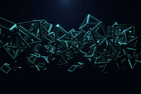 Background abstract, flying box inter-locked square, for design & graphic resource. 3D render.の写真素材