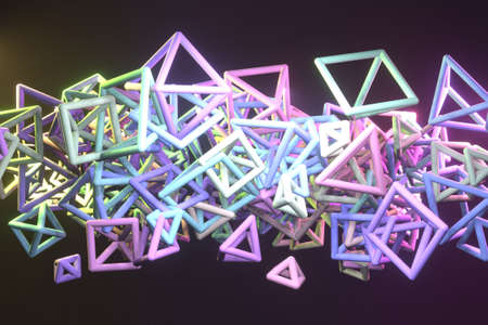 Background abstract, flying box inter-locked square, for design & graphic resource. 3D render.の写真素材
