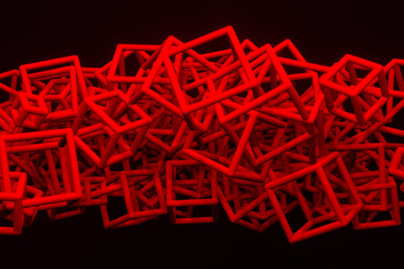 Background abstract, flying box inter-locked square, for design & graphic resource. 3D render.