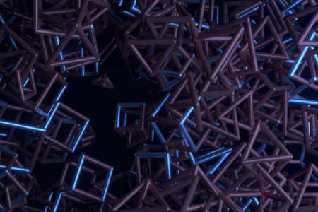 Flying box inter-locked square, illustrations, for graphic design, wallpapers, booklets. 3D render.の写真素材