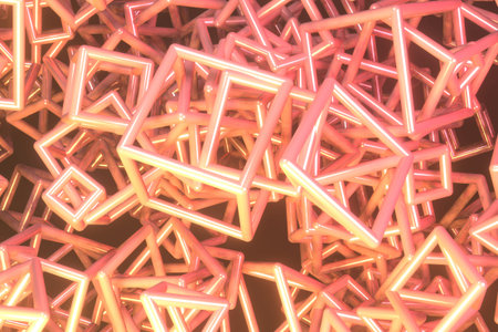 Abstract inter-locked square flying box, for web page, graphic design, texture, background. 3D...
