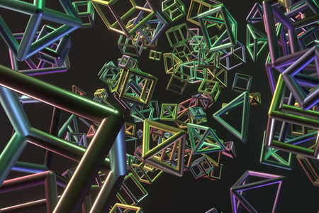 Abstract triangle or square geometric, for web page, graphic design, texture, background. 3D render.の写真素材