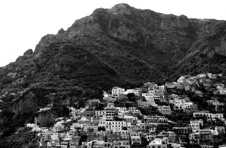 Black and White Positano Landscape, in Amalfi Coast - Italyの写真素材