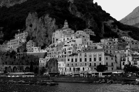 Black and White Panoramic view of Amalfi II, In Amalfi Coast - Italyのeditorial素材
