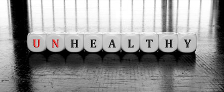 banner with words healthy or unhealthyの写真素材