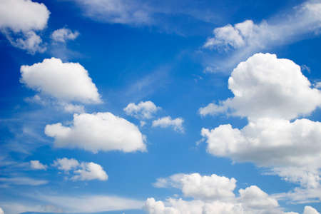 blue sky with white clouds background の写真素材
