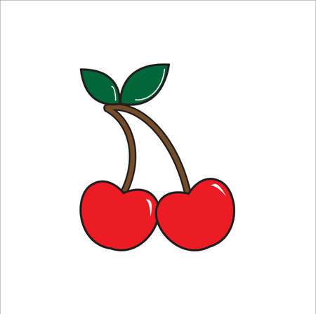 Cherry icon vector illustration on white background.のイラスト素材