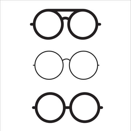 Set of round vector glasses, isolated on white background.のイラスト素材
