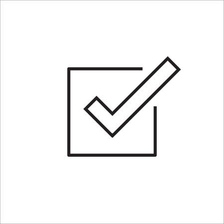 Tick icon vector symbol, line outline checkmark isolated on white backgroundのイラスト素材