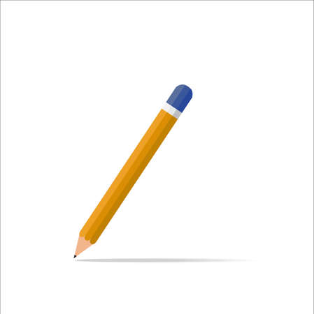 Pencil icon in flat design. Vector illustration. Pencil on white background with shadow.のイラスト素材
