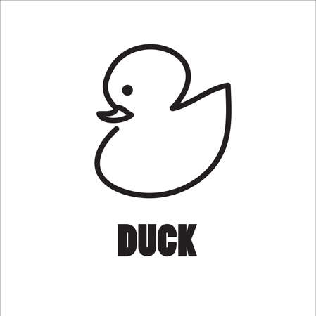 Duck icon outline on white backgroundのイラスト素材
