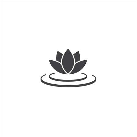Lotus flower on water gray flat icon on white backgroundのイラスト素材