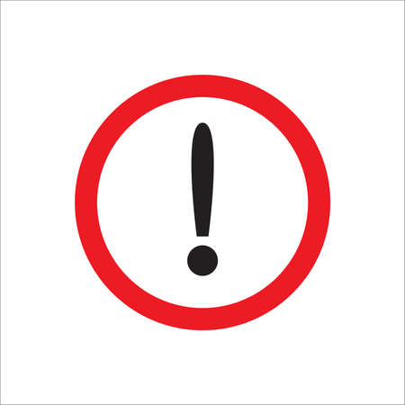 Exclamation mark, round hazard warning symbol, vector icon on white backgroundのイラスト素材