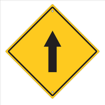 Warning One way,go straight traffic sign Symbol isolated on white backgroundのイラスト素材