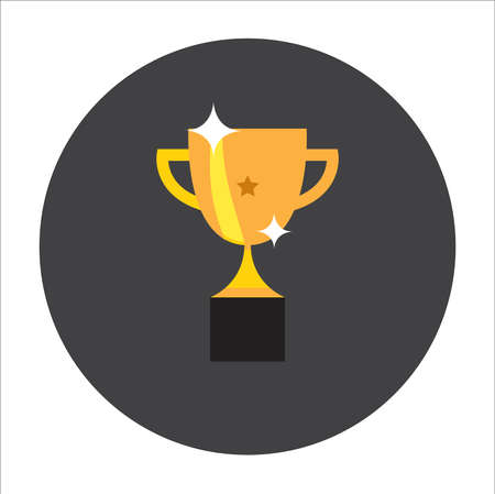 Trophy Cup Vector Flat Icon with star on white backgroundのイラスト素材