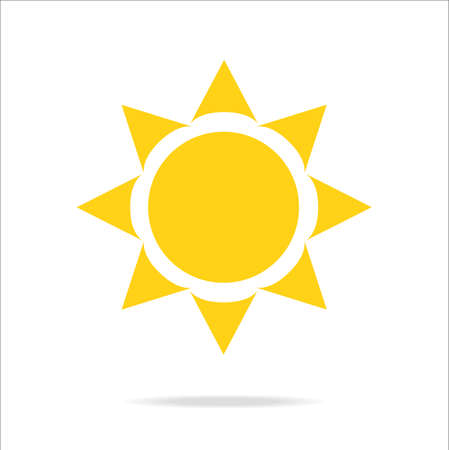 Yellow sun as summer symbol on white backlgroundのイラスト素材