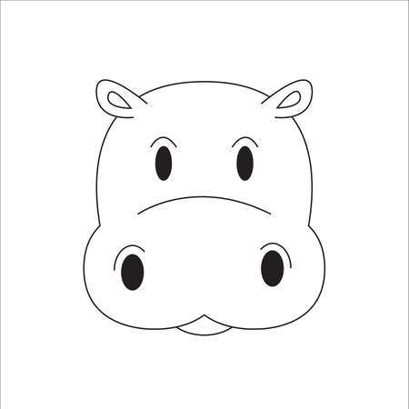 Cute and adorable hippo character vector outlineのイラスト素材