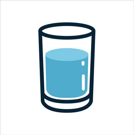 Glass of water line color icon vectorのイラスト素材