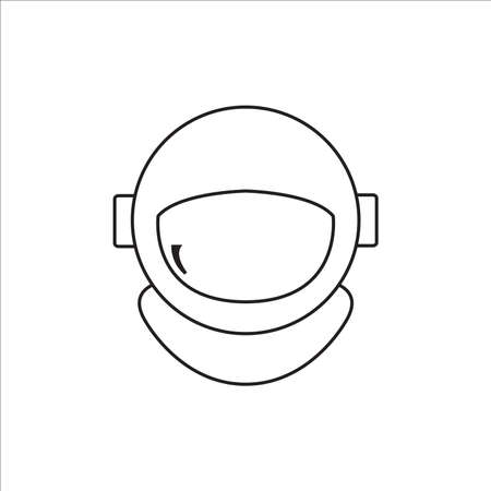 Astronaut Helmet Line Icon On White Backgroundのイラスト素材