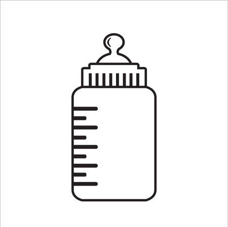 Baby milk bottle icon flat style, vector illustrationのイラスト素材