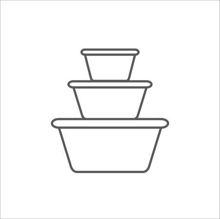 Plastic food containers outline icon vectorのイラスト素材