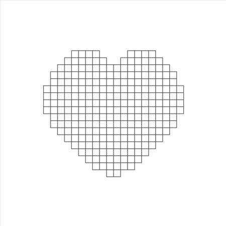 Vector pixel art heart on white backgroundのイラスト素材
