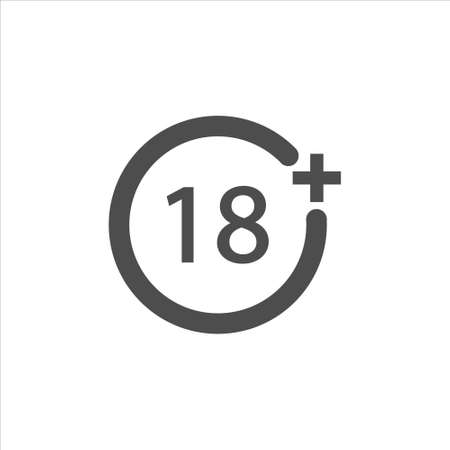 Under 18 years Sign Mark icon vector sign isolated on white backgroundのイラスト素材