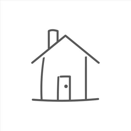 Hand drawn house. Simple vector icon on white backgroundのイラスト素材