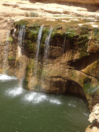 Waterfall off a cliff in Tunisiaの素材