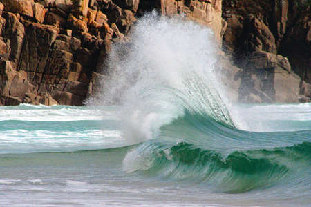 COLLIDING WAVES, CORNWALL, UKの写真素材