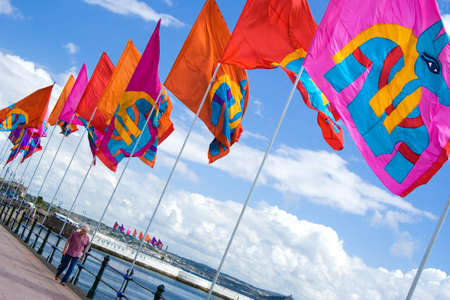 PENZANCE PROMENADE IN THE SUMMER, CORNWALL, UKの写真素材