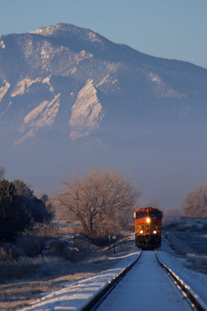 Approach train in the Rocky Mountains