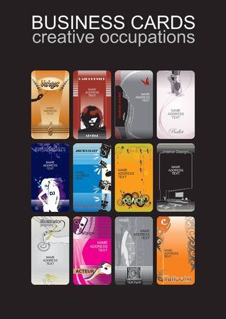 business cards, creative occupations,のイラスト素材