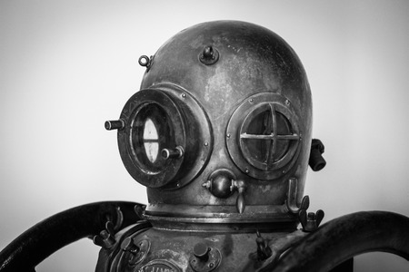 An old diver helmet used by the military to fix ships during the 40sの写真素材